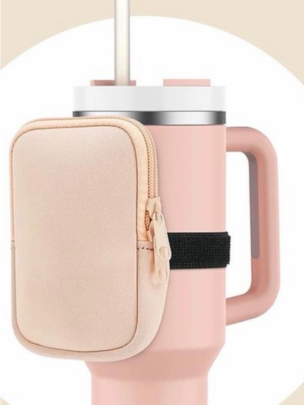 Pink Insulated Travel Tumbler with Removable accessory Pouch NWOT